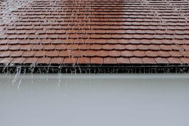 a roof with water running off it
