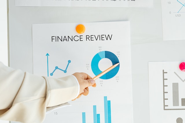 document with graphs and pie charts and the words financial review on it
