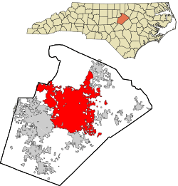 Location in Wake County and the state of North Carolina